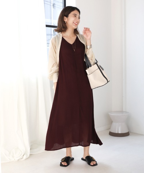 Bou Jeloud(ブージュルード)の「レーヨンクレープ2WAYフレアワンピース(ワンピース・レディース・ブラック/ブラウン/カーキ/ラベンダー・38)」の18枚目の写真