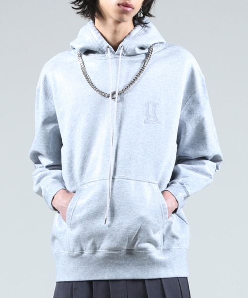 GalaabenD（ガラアーベント）の「ロゴ刺繍コーティングスウェットパーカー（パーカー・メンズ・ブラック/ヘザーグレー・M/L/S）」の2枚目の写真