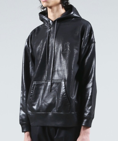 GalaabenD（ガラアーベント）の「ロゴ刺繍コーティングスウェットパーカー（パーカー・メンズ・ブラック/ヘザーグレー・M/L/S）」の4枚目の写真