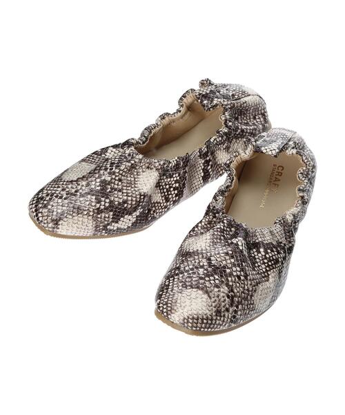 CRAFT STANDARD BOUTIQUE（クラフトスタンダードブティック）の「ギャザーバレエシューズ　＊（バレエシューズ・レディース・ブラック/パイソン/ブラウン/ゴールド・SMALL/MEDIUM/LARGE）」の8枚目の写真