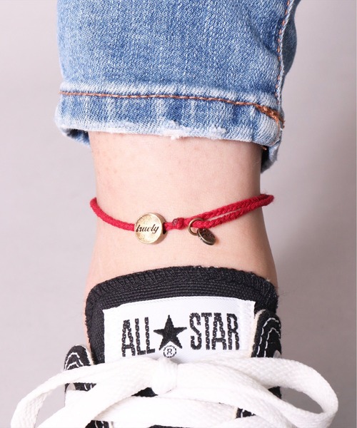 BAYBLO（ベイブロ）の「(BB)【ユニセックス】コットン 編み込み チャーム アンクレット（アンクレット・メンズ・ブラック/ベージュ/ブルー/レッド/ブラウン/グレー・FREE）」の6枚目の写真