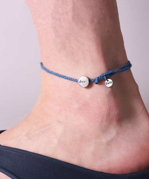 BAYBLO（ベイブロ）の「(BB)【ユニセックス】コットン 編み込み チャーム アンクレット（アンクレット・メンズ・ブラック/ベージュ/ブルー/レッド/ブラウン/グレー・FREE）」の5枚目の写真