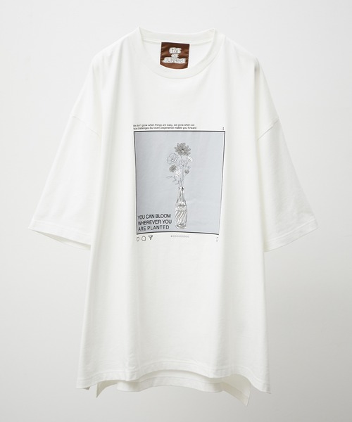 JUNRED（ジュンレッド）の「tai x JUNRed モノトーンフラワーアートビッグT（Tシャツ/カットソー・メンズ・ブラック/ブルーグレー/ホワイト・FREE/M/L/S）」の9枚目の写真