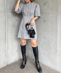 SPIRALGIRL | ボリュームスリーブチェックワンピース(ワンピース)
