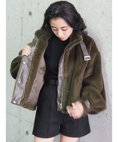 EVRIS（エヴリス）の「フェイクファーショートブルゾン（ブルゾン・レディース・ブラック/カーキ/アイボリー/その他1・FREE）」の21枚目の写真