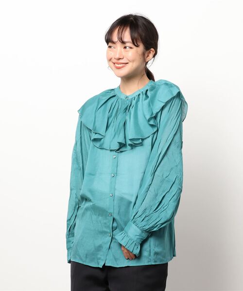TITE IN THE STORE（ティテ　インザ　ストア）の「前後2WAY取り外しラージフリルカラー長袖ブラウス（シャツ/ブラウス・レディース・ブラック/グレー/グリーン・38）」の6枚目の写真