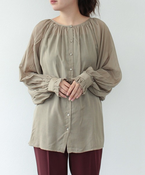 TITE IN THE STORE（ティテ　インザ　ストア）の「前後2WAY取り外しラージフリルカラー長袖ブラウス（シャツ/ブラウス・レディース・ブラック/グレー/グリーン・38）」の9枚目の写真