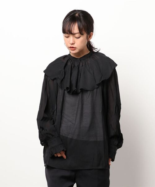 TITE IN THE STORE（ティテ　インザ　ストア）の「前後2WAY取り外しラージフリルカラー長袖ブラウス（シャツ/ブラウス・レディース・ブラック/グレー/グリーン・38）」の20枚目の写真