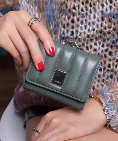 jouetie（ジュエティ）の「【jouetie/ジュエティ】　ストライプステッチ　がま口ミニ財布（財布・レディース・ベージュ/ブラック/ピンク/ブルー系その他/カーキ/ダークグリーン/オリーブ/ターコイズブルー/アイボリー/ワイン/ダークブルー・FREE）」の5枚目の写真