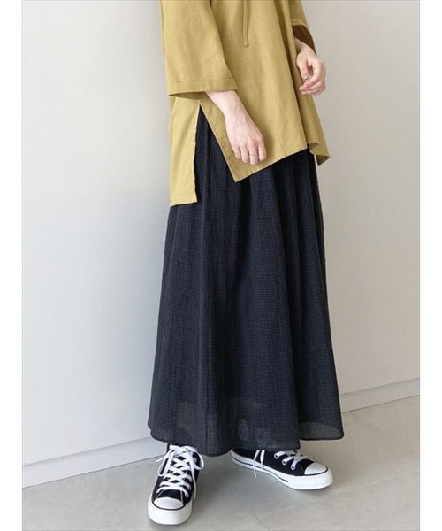 Samansa Mos2 blue（サマンサモスモスブルー）の「ギンガムチェックスカート（スカート・レディース・ブラウン/グレー/チャコール・ﾌﾘ-）」の3枚目の写真