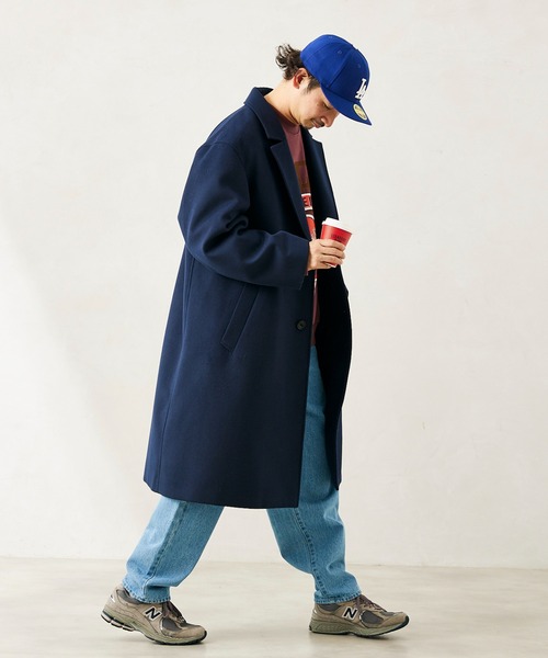 JOURNAL STANDARD relume(ジャーナルスタンダード レリューム)の「TECH MELTON シングルAライン オーバーサイズコート(チェスターコート・メンズ・グレー/ブラウン/ネイビー・M/L)」の3枚目の写真