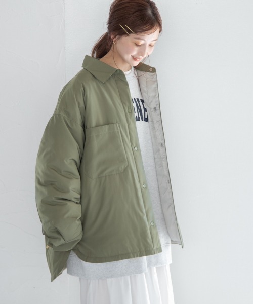 LOWRYS FARM(ローリーズファーム)の「エアサーマルシャツジャケット 953279(ミリタリージャケット・レディース・アイボリー/ブラック/グリーン・FREE)」の7枚目の写真