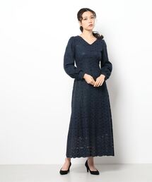 総レースバックリボンワンピース