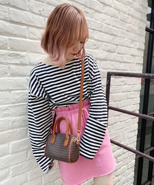 one after another NICE CLAUP（ワンアフターアナザーナイスクラップ）の「ルーズなシルエットでこなれ感を。ゆったりボーダーロンT（Tシャツ/カットソー・レディース・ブラック系その他/グリーン系その他/イエロー系その他/ピンク系その他・FREE）」の22枚目の写真