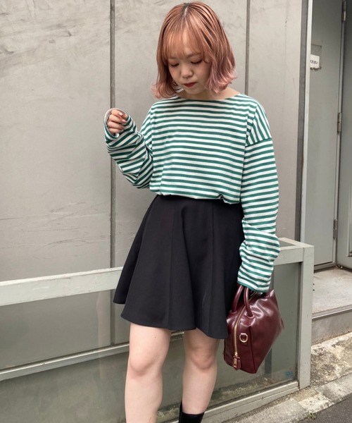 one after another NICE CLAUP（ワンアフターアナザーナイスクラップ）の「ルーズなシルエットでこなれ感を。ゆったりボーダーロンT（Tシャツ/カットソー・レディース・ブラック系その他/グリーン系その他/イエロー系その他/ピンク系その他・FREE）」の19枚目の写真