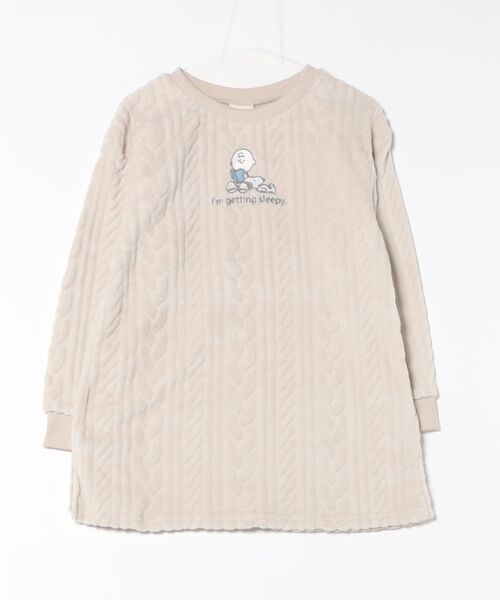 PEANUTS（ピーナッツ）の「【PEANUTS/ピーナッツ】SNOOPY/スヌーピー刺繍ケーブルフリース長袖トップス/ルームウェア（上下別売り）◆2025AW◆（ルームウェア/パジャマ・レディース・ピンク/アイボリー/グレー/ブルー/チャコールグレー/ホワイト/ベビーピンク/グレー系その他/ピンク系その他/ホワイト系その他/ホワイト系その他2・3L/M/LL/L）」の4枚目の写真