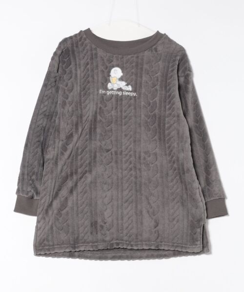 PEANUTS（ピーナッツ）の「【PEANUTS/ピーナッツ】SNOOPY/スヌーピー刺繍ケーブルフリース長袖トップス/ルームウェア（上下別売り）◆2025AW◆（ルームウェア/パジャマ・レディース・ピンク/アイボリー/グレー/ブルー/チャコールグレー/ホワイト/ベビーピンク/グレー系その他/ピンク系その他/ホワイト系その他/ホワイト系その他2・3L/M/LL/L）」の8枚目の写真