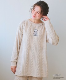 PEANUTS（ピーナッツ）の「【PEANUTS/ピーナッツ】SNOOPY/スヌーピー刺繍ケーブルフリース長袖トップス/ルームウェア（上下別売り）◆2025AW◆（ルームウェア/パジャマ）」