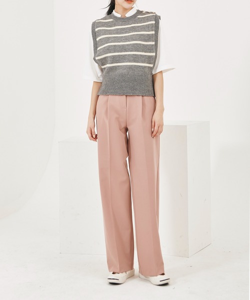me+em select（ミームセレクト）の「ハイウエストスラックスパンツ（スラックス・レディース・ブラウン/ピンク/クリーム/ベージュ/ブラック・LARGE/MEDIUM/SMALL/X-LARGE）」の8枚目の写真