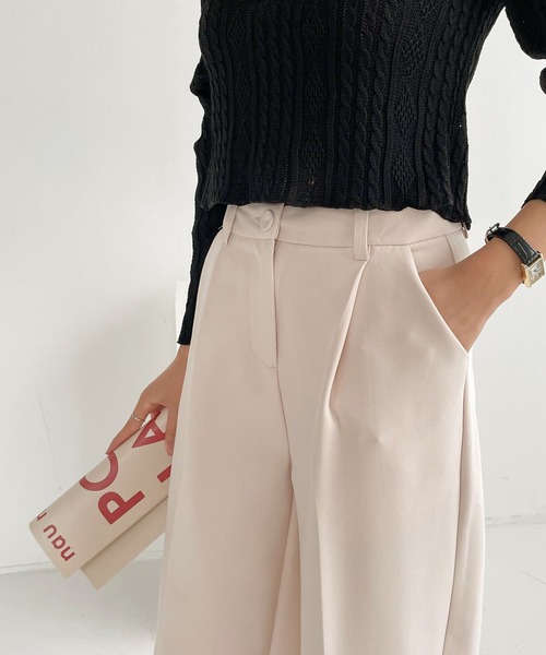 me+em select（ミームセレクト）の「ハイウエストスラックスパンツ（スラックス・レディース・ブラウン/ピンク/クリーム/ベージュ/ブラック・LARGE/MEDIUM/SMALL/X-LARGE）」の20枚目の写真