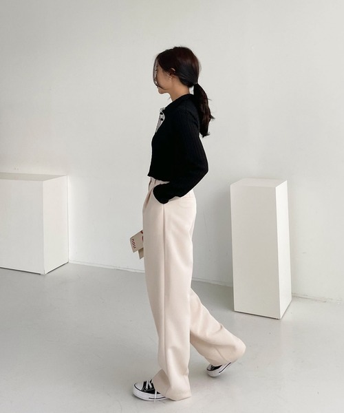 me+em select（ミームセレクト）の「ハイウエストスラックスパンツ（スラックス・レディース・ブラウン/ピンク/クリーム/ベージュ/ブラック・LARGE/MEDIUM/SMALL/X-LARGE）」の6枚目の写真