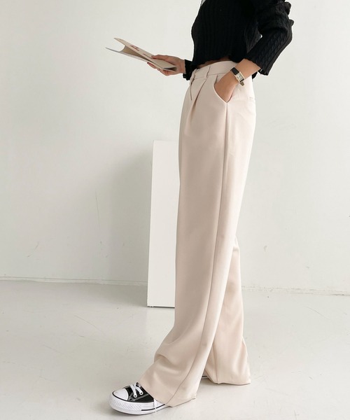 me+em select（ミームセレクト）の「ハイウエストスラックスパンツ（スラックス・レディース・ブラウン/ピンク/クリーム/ベージュ/ブラック・LARGE/MEDIUM/SMALL/X-LARGE）」の12枚目の写真