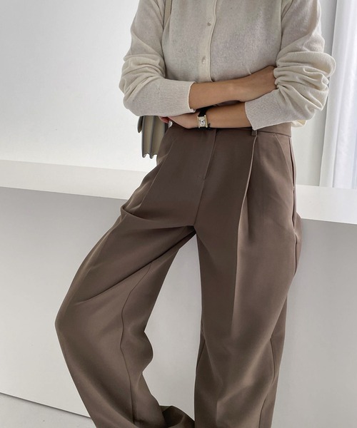 me+em select（ミームセレクト）の「ハイウエストスラックスパンツ（スラックス・レディース・ブラウン/ピンク/クリーム/ベージュ/ブラック・LARGE/MEDIUM/SMALL/X-LARGE）」の9枚目の写真