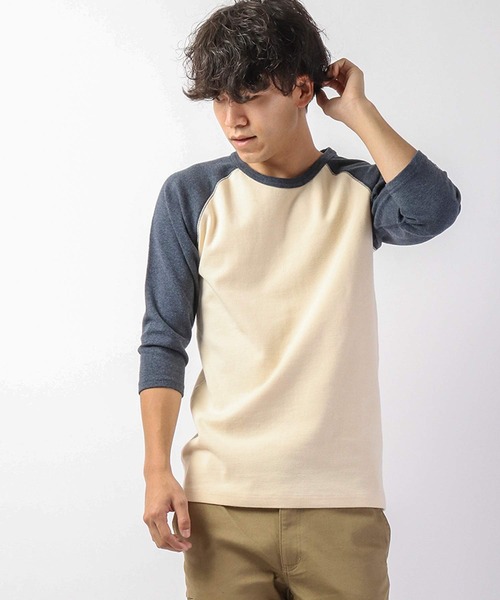 KRIFF MAYER（クリフメイヤー）の「スーパーヘビーリップル7分袖T（Tシャツ/カットソー・メンズ・グレー/ネイビー/ホワイト×ネイビー/ブラック/ナチュラル/ブラック×グレー・L/M/XL/S）」の2枚目の写真