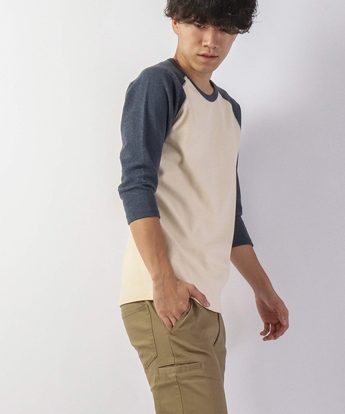 KRIFF MAYER（クリフメイヤー）の「スーパーヘビーリップル7分袖T（Tシャツ/カットソー・メンズ・グレー/ネイビー/ホワイト×ネイビー/ブラック/ナチュラル/ブラック×グレー・L/M/XL/S）」の9枚目の写真