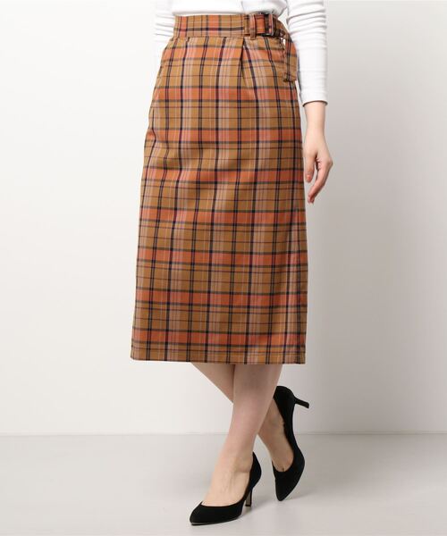Te chichi（テチチ）の「タータンチェックツイルタイトスカート（スカート・レディース・キャメル/グリーン/ブラック・SMALL/MEDIUM）」の5枚目の写真