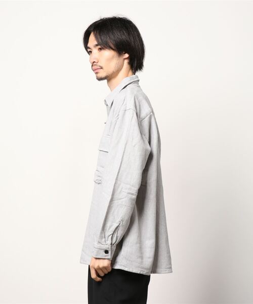 make a ray!(メイク ア レイ!)の「ヘビーウェイト ネル CPOシャツ/シャツジャケット(シャツ/ブラウス・メンズ・ライトグレー/ブラック/ネイビー/オリーブ/サックスブルー/アイボリー・M/L/XL)」の17枚目の写真