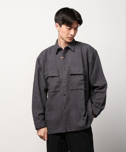 make a ray!(メイク ア レイ!)の「ヘビーウェイト ネル CPOシャツ/シャツジャケット(シャツ/ブラウス・メンズ・ライトグレー/ブラック/ネイビー/オリーブ/サックスブルー/アイボリー・M/L/XL)」の19枚目の写真