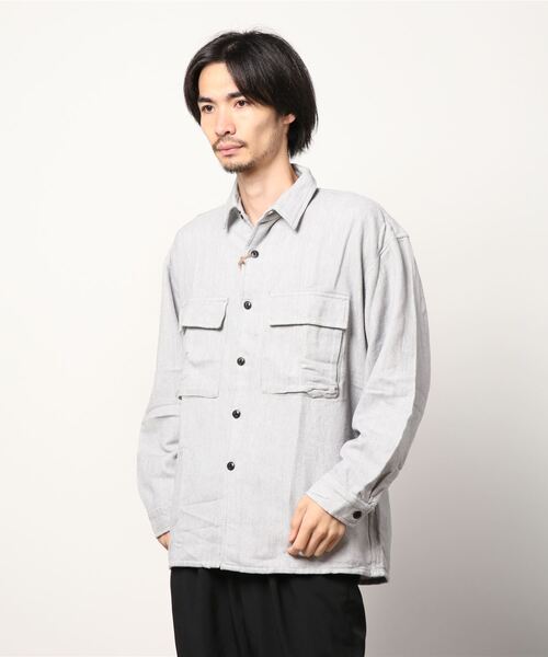 make a ray!(メイク ア レイ!)の「ヘビーウェイト ネル CPOシャツ/シャツジャケット(シャツ/ブラウス・メンズ・ライトグレー/ブラック/ネイビー/オリーブ/サックスブルー/アイボリー・M/L/XL)」の10枚目の写真