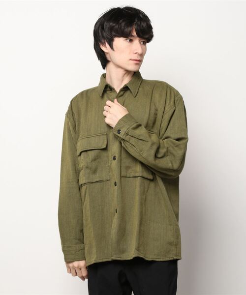 make a ray!(メイク ア レイ!)の「ヘビーウェイト ネル CPOシャツ/シャツジャケット(シャツ/ブラウス・メンズ・ライトグレー/ブラック/ネイビー/オリーブ/サックスブルー/アイボリー・M/L/XL)」の14枚目の写真
