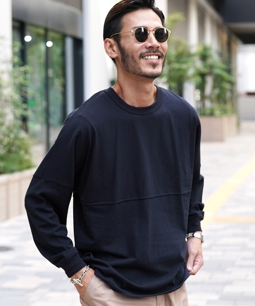 jiggys shop(ジギーズショップ)の「ドロップショルダー 無地 ビッグシルエット ロンT(Tシャツ/カットソー・メンズ・ホワイト/ブラック/ベージュ/ネイビー/レッド/サンドベージュ/ブルー系その他/ローズ・MEDIUM/LARGE)」の5枚目の写真