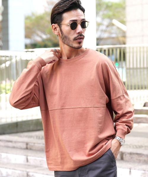 jiggys shop(ジギーズショップ)の「ドロップショルダー 無地 ビッグシルエット ロンT(Tシャツ/カットソー・メンズ・ホワイト/ブラック/ベージュ/ネイビー/レッド/サンドベージュ/ブルー系その他/ローズ・MEDIUM/LARGE)」の8枚目の写真
