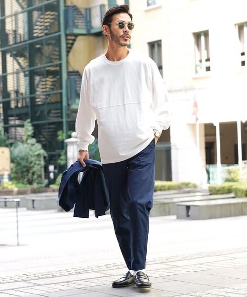 jiggys shop(ジギーズショップ)の「ドロップショルダー 無地 ビッグシルエット ロンT(Tシャツ/カットソー・メンズ・ホワイト/ブラック/ベージュ/ネイビー/レッド/サンドベージュ/ブルー系その他/ローズ・MEDIUM/LARGE)」の19枚目の写真