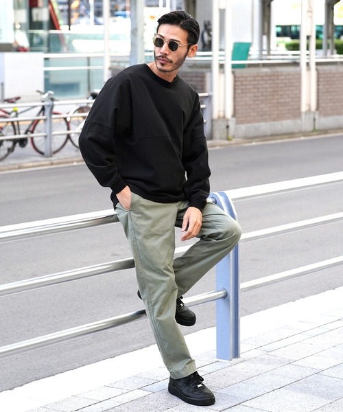 jiggys shop(ジギーズショップ)の「ドロップショルダー 無地 ビッグシルエット ロンT(Tシャツ/カットソー・メンズ・ホワイト/ブラック/ベージュ/ネイビー/レッド/サンドベージュ/ブルー系その他/ローズ・MEDIUM/LARGE)」の21枚目の写真