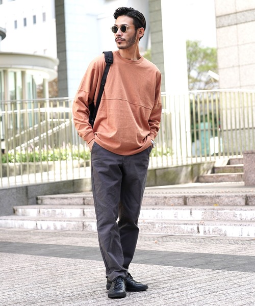 jiggys shop(ジギーズショップ)の「ドロップショルダー 無地 ビッグシルエット ロンT(Tシャツ/カットソー・メンズ・ホワイト/ブラック/ベージュ/ネイビー/レッド/サンドベージュ/ブルー系その他/ローズ・MEDIUM/LARGE)」の11枚目の写真