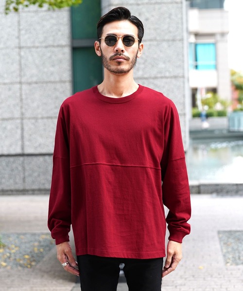 jiggys shop(ジギーズショップ)の「ドロップショルダー 無地 ビッグシルエット ロンT(Tシャツ/カットソー・メンズ・ホワイト/ブラック/ベージュ/ネイビー/レッド/サンドベージュ/ブルー系その他/ローズ・MEDIUM/LARGE)」の15枚目の写真