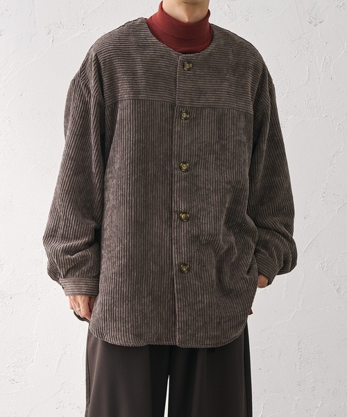 epnok(エプノック)の「ノーカラーコールブルゾン(ブルゾン・メンズ・チャコールグレー/アイボリー・SMALL/MEDIUM/LARGE)」の2枚目の写真