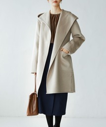 ウール100％ダブルフェイスフーディーコート