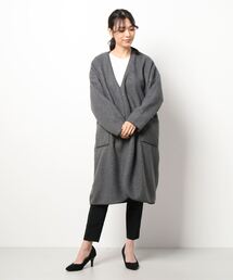 Samansa Mos2 blue | ボア×フリースリバーシブルコート(ノーカラーコート)