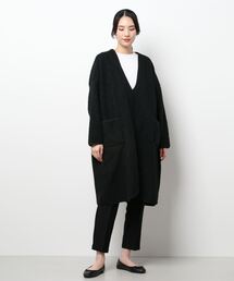 Samansa Mos2 blue | ボア×フリースリバーシブルコート(ノーカラーコート)