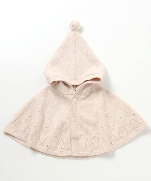 apres les cours（アプレレクール）の「こびとさんケープ（おくるみ・キッズ・アイボリー/ワインレッド・80/90）」の2枚目の写真