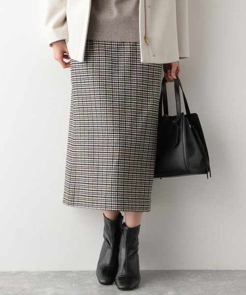 GLOBAL WORK（グローバルワーク）の「ウールブレンドチェックスカート/228788（スカート・レディース・ベージュ/グレー/ベージュ系その他3/ネイビー・MEDIUM/LARGE）」の3枚目の写真