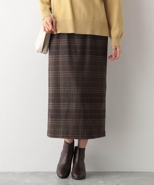 GLOBAL WORK（グローバルワーク）の「ウールブレンドチェックスカート/228788（スカート・レディース・ベージュ/グレー/ベージュ系その他3/ネイビー・MEDIUM/LARGE）」の4枚目の写真
