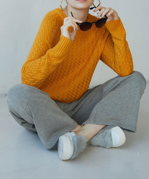 SAISON DE PAPILLON(セゾンドパピヨン)の「裏起毛スウェットワイドパンツ(スウェットパンツ・レディース・ブラック/ホワイト/グレー/ライトグレー・L/M)」の15枚目の写真