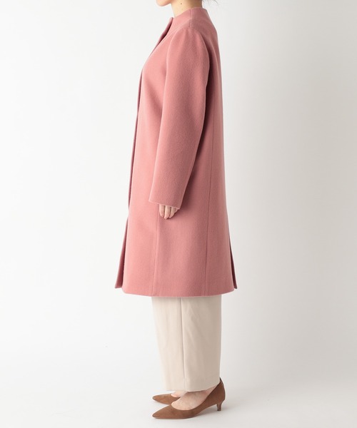 RIVE DROITE（リヴドロワ）の「あらゆるスタイリングにマッチする　ボトルネックジップコート（ノーカラーコート・レディース・モカ/ネイビー/ピンク・FREE）」の7枚目の写真