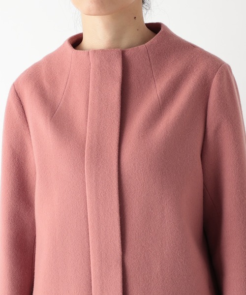 RIVE DROITE（リヴドロワ）の「あらゆるスタイリングにマッチする　ボトルネックジップコート（ノーカラーコート・レディース・モカ/ネイビー/ピンク・FREE）」の16枚目の写真